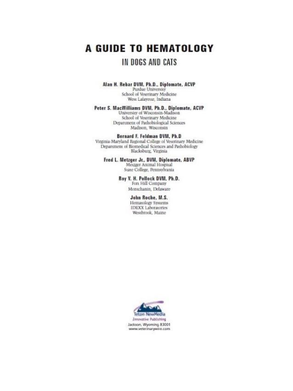 9781893441484 A Guide to Hematology in Dogs - Image 1