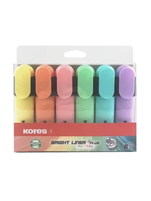 BRIGHT LINER PLUS Set Pastel, kosi vrh ravnog oblika, mix boja, 6/1 u plastičnoj kutiji
