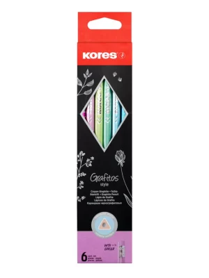 Grafitna metalik style olovka trouglasta HB zarezana sa gumicom za brisanje u više boja, metalik boje, 6/1 u visećoj k