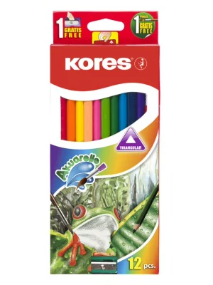 Akuarelle drvene bojice trouglaste 3mm, u visećoj kutiji sa rezačem i četkicom, 12/1