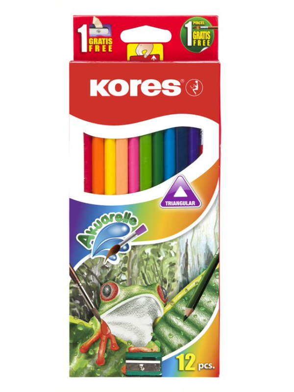 9023800938121 Akuarelle drvene bojice trouglaste 3mm, u visećoj kutiji sa rezačem i četkicom, 12/1 - Image 1