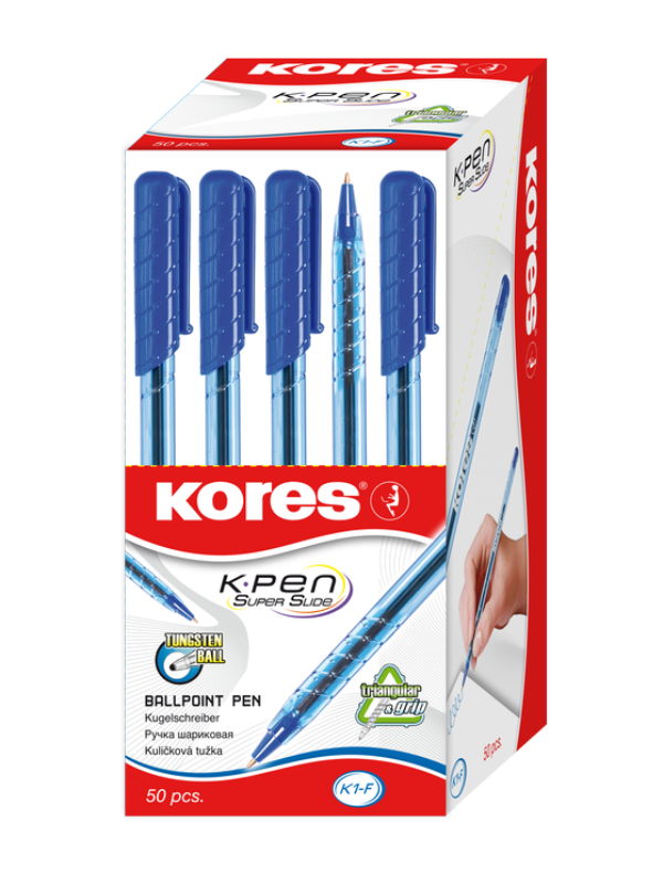 T9023800397119 K1 M trouglasta hemijska olovka, srednjeg tipa, plave boje, 50/1 u kutiji - Image 1